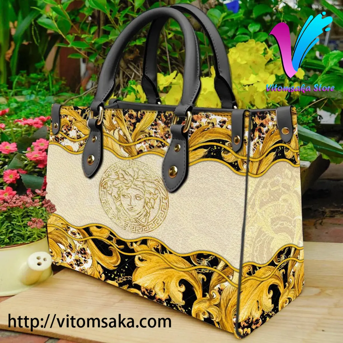 Versace medusa golden pattern premium women small handbag luxury brand for beauty